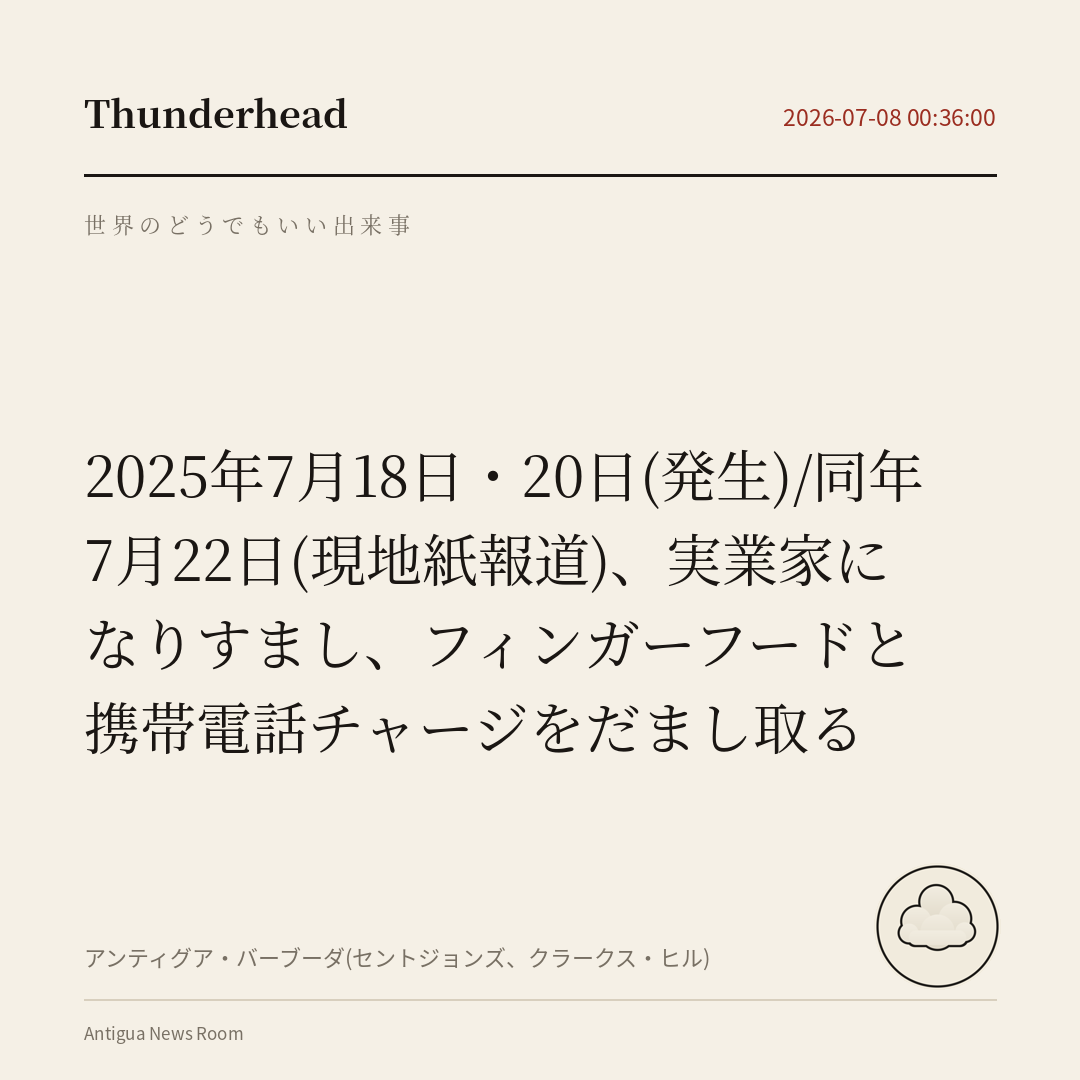実業家になりすまし、フィンガーフードと携帯電話チャージをだまし取る